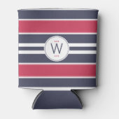 Preppy Red, White en Blue Stripe Koelbox Blikjeskoeler (Voorkant)