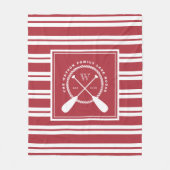 Preppy Red White Lake House Monogram Fleece Deken (Voorkant)