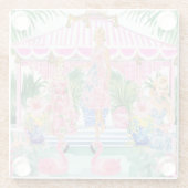 Preppy Retro Palm Beach Pool Party Glazen Onderzetter (Achterkant)
