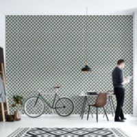 Preppy Retro Roze en Groen Geometrisch Checkerboar