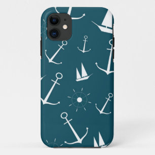Preppy retro verankert nautisch anker iPhone 11 hoesje