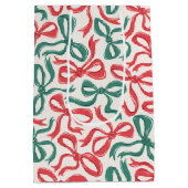 Preppy Ribbon Bows Kerst Rood Groen Medium Cadeauzakje (Achterkant)