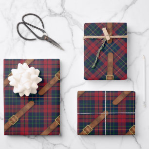 Preppy Rode Kerst Plaid Met Gespen Inpakpapier Vel