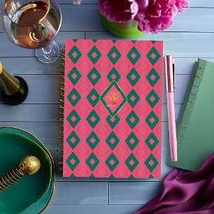 Preppy rose et vert Diamond Motif Monogrammé