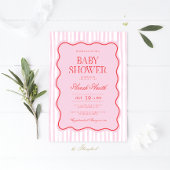 Preppy rose rouge Wavy Baby shower Invitation fill