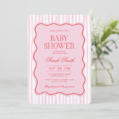 Preppy rose rouge Wavy Baby shower Invitation fill (Debout devant)