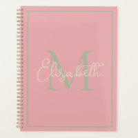 Preppy rose Sage vert et crème Monogramme