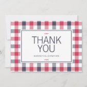 Préppy Rouge, Blanc et Bleu Plaid Carte de remerci (Devant)
