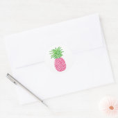 Preppy Roze Ananas Ronde Sticker (Envelop)