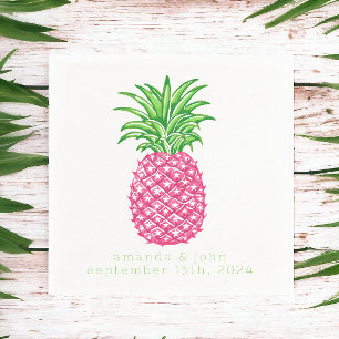 Preppy roze ananas sterren gepersonaliseerde bruil servet