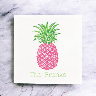Preppy Roze Ananas Sterren Persoonlijk  Servet