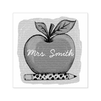 Preppy Roze Appel Onderwijs Naam Sticker Zelfinktende Stempel