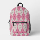 Preppy Roze Argyle Print Monogram Initialen Bedrukte Rugzak (Voorkant)