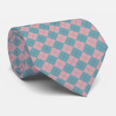 Preppy Roze, Blauw en Groene Argyle Designer Stropdas (Opgerold)