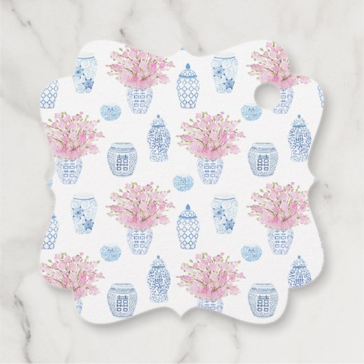 & Preppy Roze Blauw Ginger Jar Vrijgezellenfeest Bedankjes Labels (Achterkant)