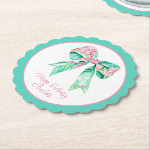 Preppy Roze Bloemboog gepersonaliseerd Kartonnen Onderzetters