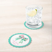 Preppy Roze Bloemboog gepersonaliseerd Kartonnen Onderzetters (Insitu)