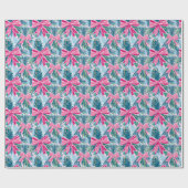 Preppy Roze Bogen en Garland Kerstmis Cadeaupapier (Vlak)