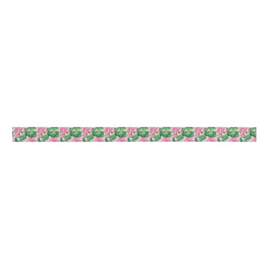 Preppy Roze Bogen en Garland Kerstmis Grosgrain Lint (Voorkant)