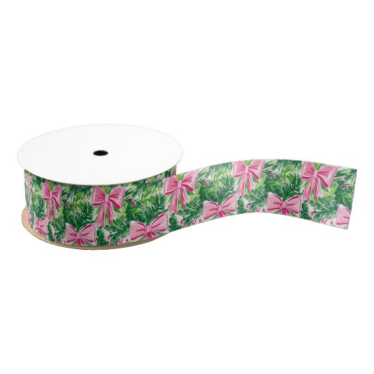 Preppy Roze Bogen en Garland Kerstmis Grosgrain Lint (Spoel)