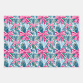 Preppy Roze Bogen en Garland Kerstmis Inpakpapier Vel (Voorkant 3)