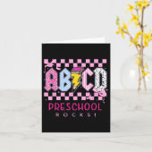 Preppy Roze Bow ABCD Voorschoolse Rocks Potlood Li Kaart (Gele Bloem)