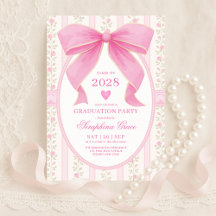Preppy Roze Bow Cottagecore Afstudeerfeest