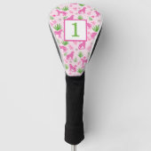 Preppy Roze Cheetah Custom Nummer Golfheadcover (Voorkant)