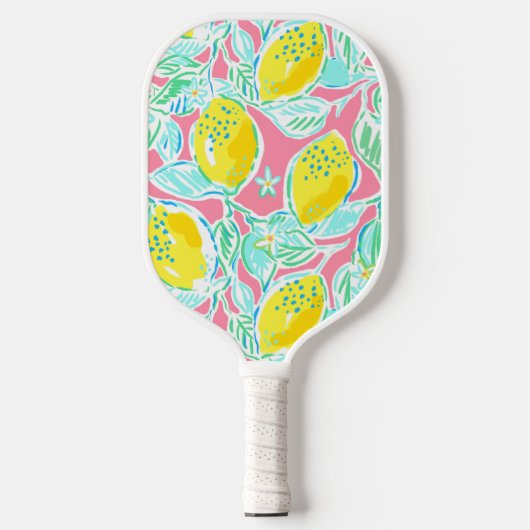 Preppy roze citroen patroon pickleball paddle (Voorkant)
