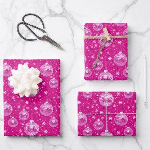 Preppy Roze Disco Kerst inpakpapier Vel