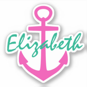 Preppy Roze en Blauwgroen Zeevaart Sticker