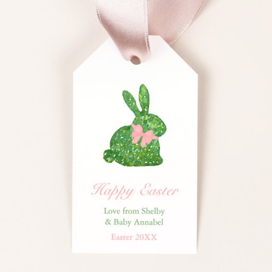 Preppy roze en Green Topiary Bunny Easter Shower Cadeaulabel