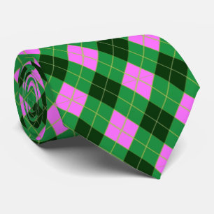 Preppy Roze en Groen Argyle Stropdas