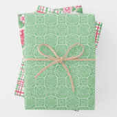 Preppy Roze en Groen Verpakkingsdocument (Reeks va Inpakpapier Vel (In situ)