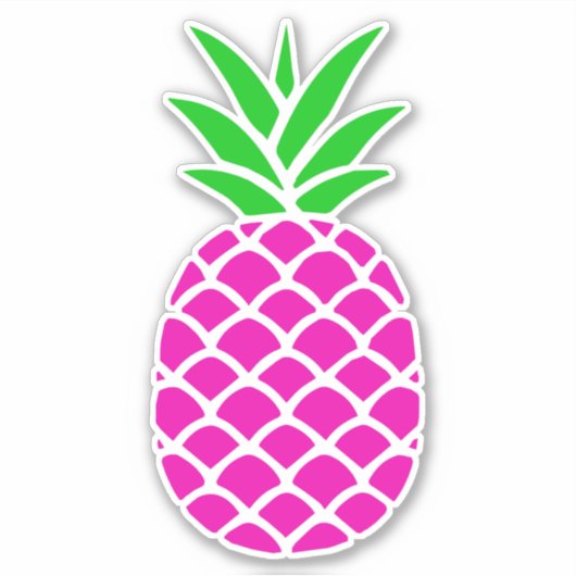 Preppy roze en groene ananas sticker (Voorkant)