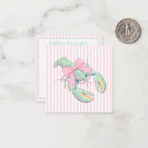 Preppy Roze en Groene Aquarel Kreeft op Streep