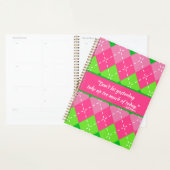 Preppy Roze en Groene Argyle met Wit Stikkend Planner (Display)