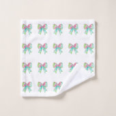 Preppy roze en groene bogen gepersonaliseerd bad handdoek (Wasdoekje)