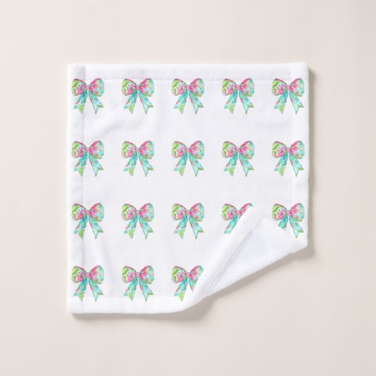 Preppy roze en groene bogen gepersonaliseerd bad handdoek (Wasdoekje)