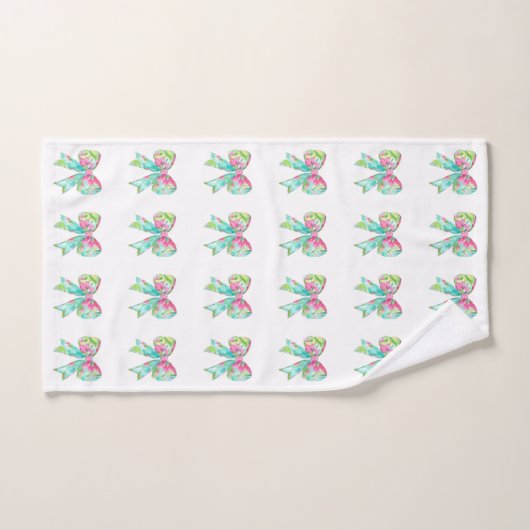 Preppy roze en groene bogen gepersonaliseerd bad handdoek (Handdoek)