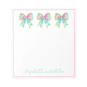 Preppy roze en groene bogen gepersonaliseerd notitieblok
