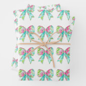 Preppy roze en groene bogen inpakpapier vel (In situ)