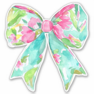 Preppy roze en groene boog sticker