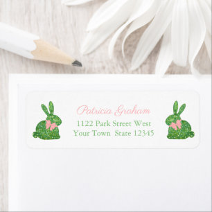 Preppy Roze En Groene Buksboom Konijn Retouradres Etiket