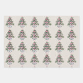 Preppy Roze en Groene Chinoiserie Kerstboom Inpakpapier Vel (Voorkant)