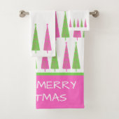 Preppy roze en groene kerstbomen op maat bad handdoek (Insitu)