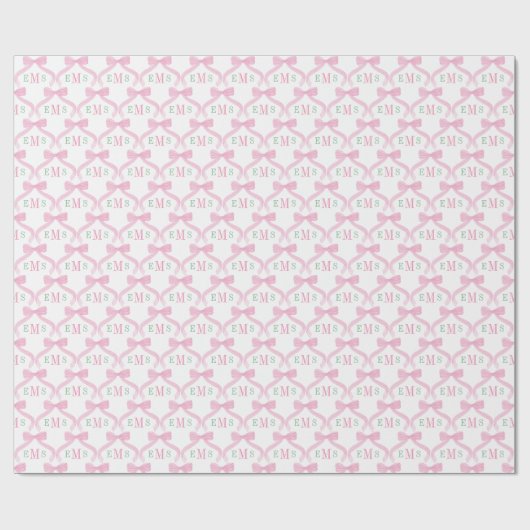 Preppy Roze En Groene Monogram Strikken Baby Meisj Cadeaupapier (Vlak)