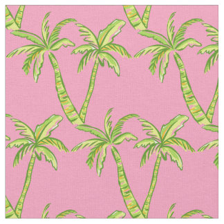 Preppy roze en groene palmstructuur stof