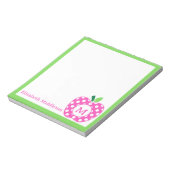 Preppy Roze en Groene Polka Dot Apple Monogram Notitieblok (Gedraaid)
