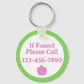 Preppy Roze en Groene Polka Dot Apple Monogram Sleutelhanger (Achterkant)
